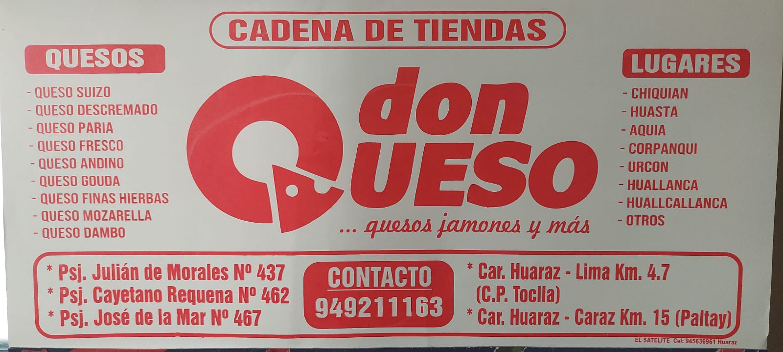 Letrero de la cadena de tiendas Don Queso